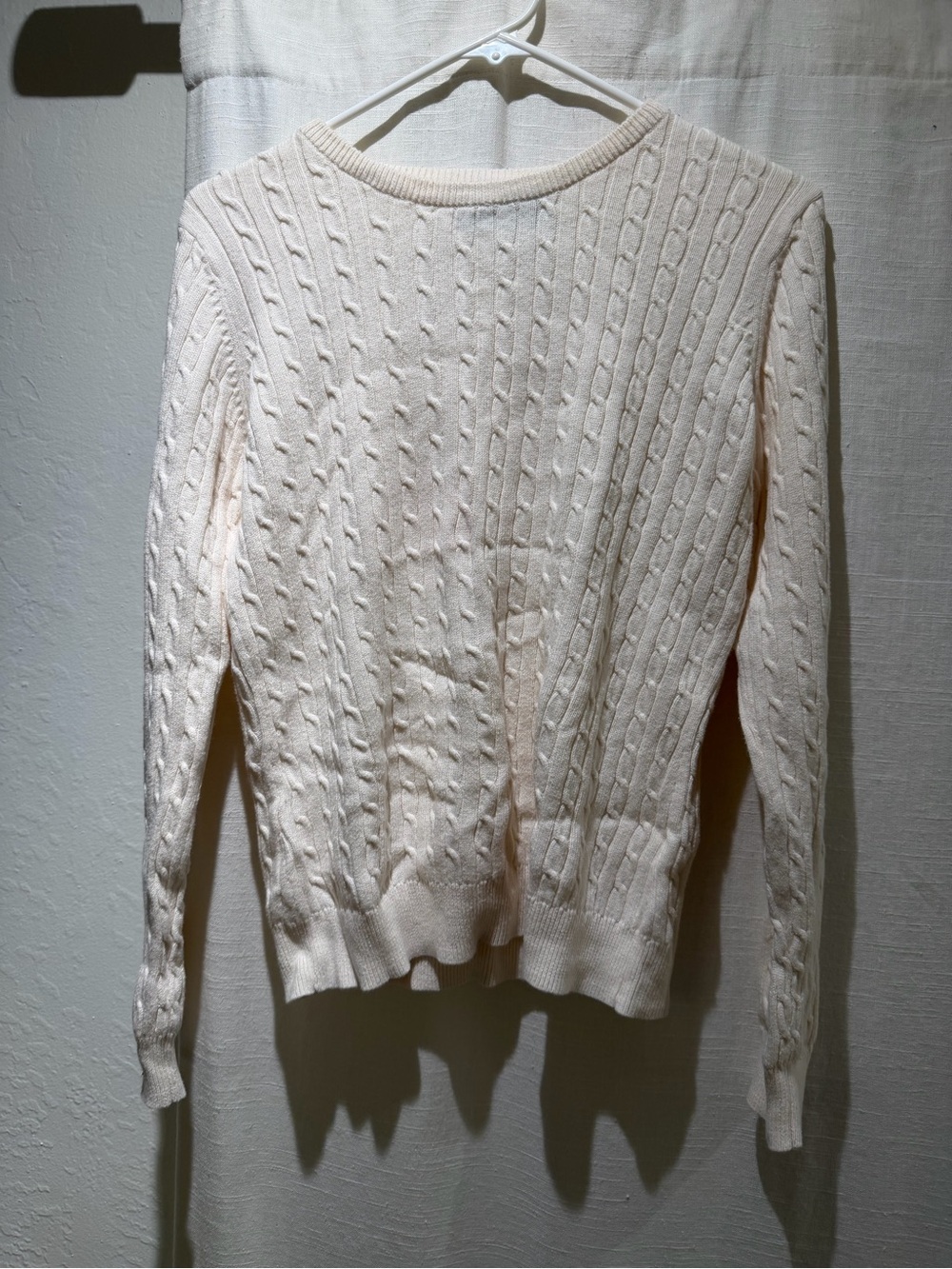 Basic Editions Cable Knit Sweater (White) (Women’s Small)